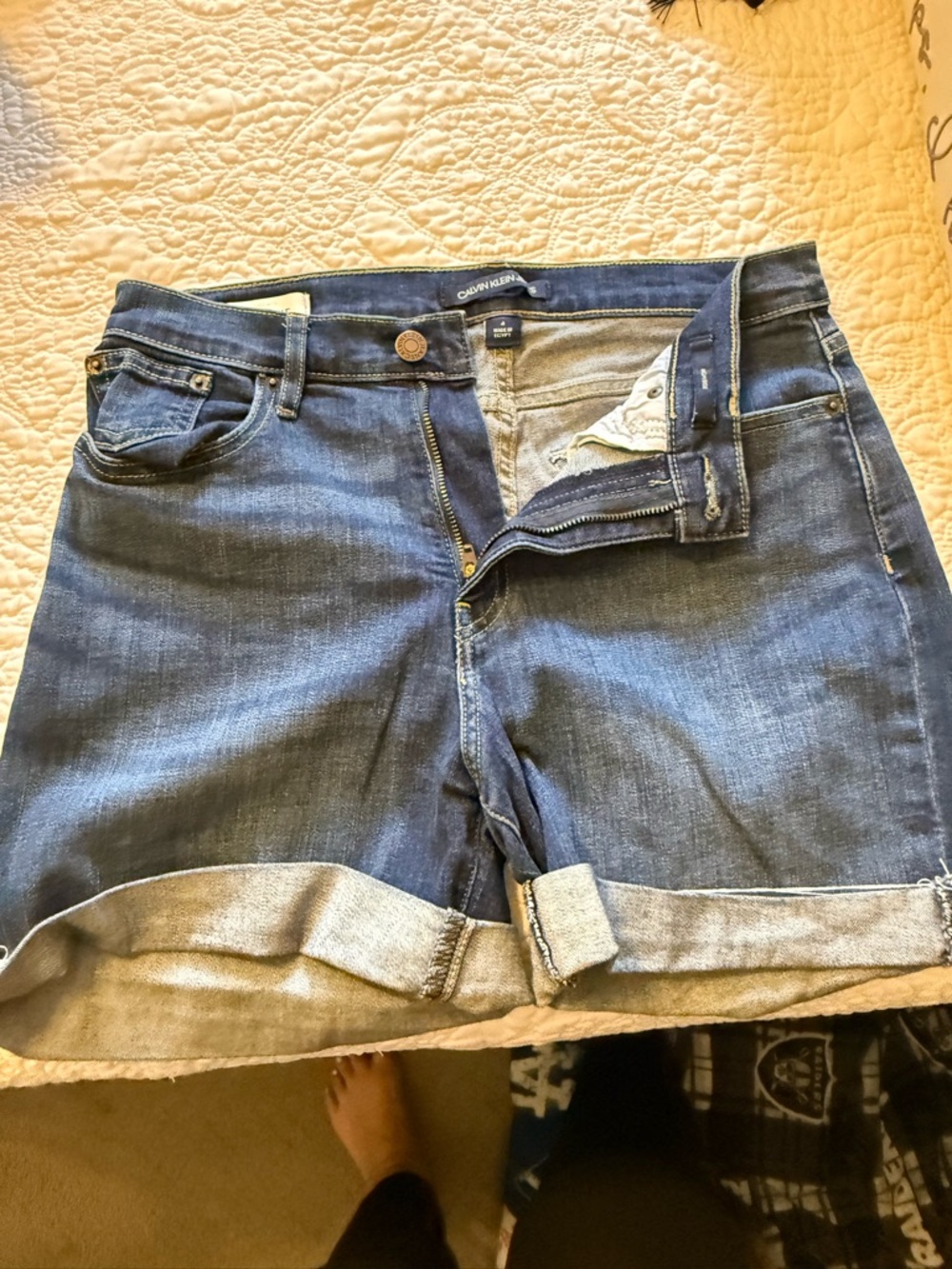 Calvin Klein Indigo Rolled-Hem Denim Shorts